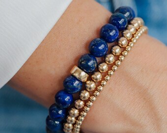 AAA+ Lapis Lazuli 8mm, Genuine Lapis Lazuli Beaded Bracelet, 8mm Genuine Lapis Lazuli bracelet, gold lapis lazuli 8mm, lapis 8mm #0321