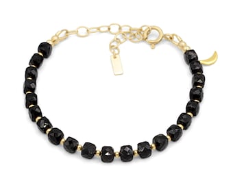Black Tourmaline Bracelet | FACETED black tourmaline bracelet | [EBBP2031_dip] Genuine Black Tourmaline | Energy Bracelet | Strength