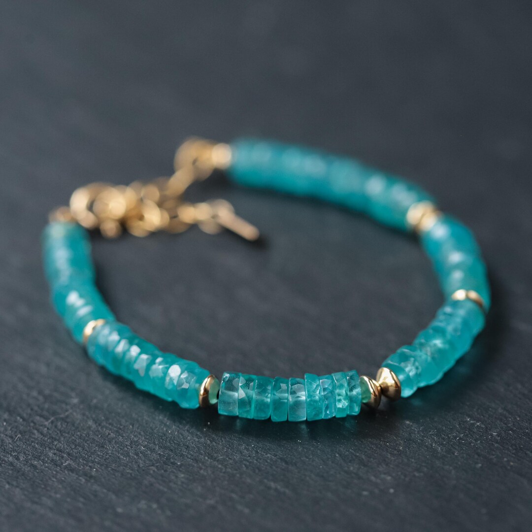 Bracelet En Apatite Grade AB - Boules 4mm, Marque Coco Papaya, Neuf Avec étiquettes