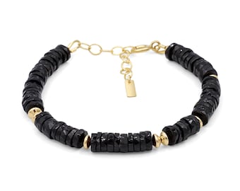Black Tourmaline Bracelet | FACETED black tourmaline bracelet | [EBBP1604] Genuine Black Tourmaline | Energy Bracelet | Strength Protection