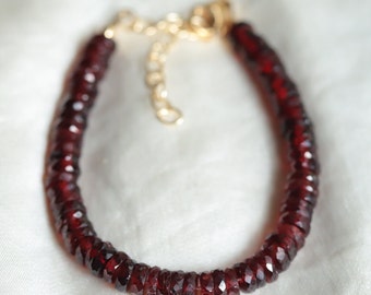 Faceted AAAA+ Garnet Bracelet, Garnet Bracelets 4mm, Genuine Garnet Bracelets, Natural Garnet Bead Bracelet, Garnet healing, Garnet