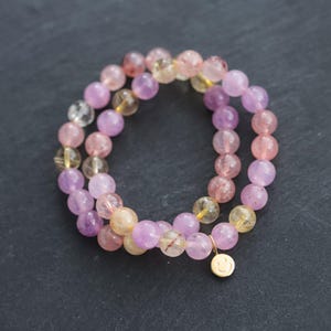 14K GOLD Stapel | SUPER SEVEN Melody&#39;s Stone Armband 8 mm [EBSM2055] Super 7 Armband Intention, Stapelperlen #0285
