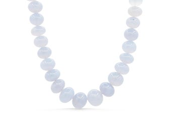 Celeste Blue Chalcedony Necklace. | Chalcedony necklace  women's Chalcedony necklace | beaded
