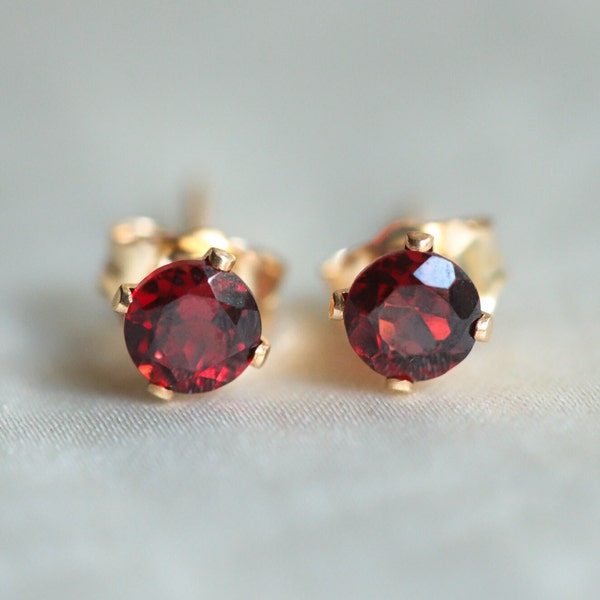 14K gold filled garnet earring, gemstone stud earrings, gold filled gemstone studs, garnet earrings, garnet stud earrings, garnet gift