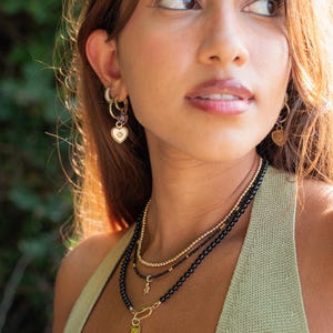 Black Tourmaline Carabiner Necklace | AAA Black Tourmaline Choker [ENTP1054] | Black Tourmaline gold jewelry | Healing Black Tourmaline *G image 5