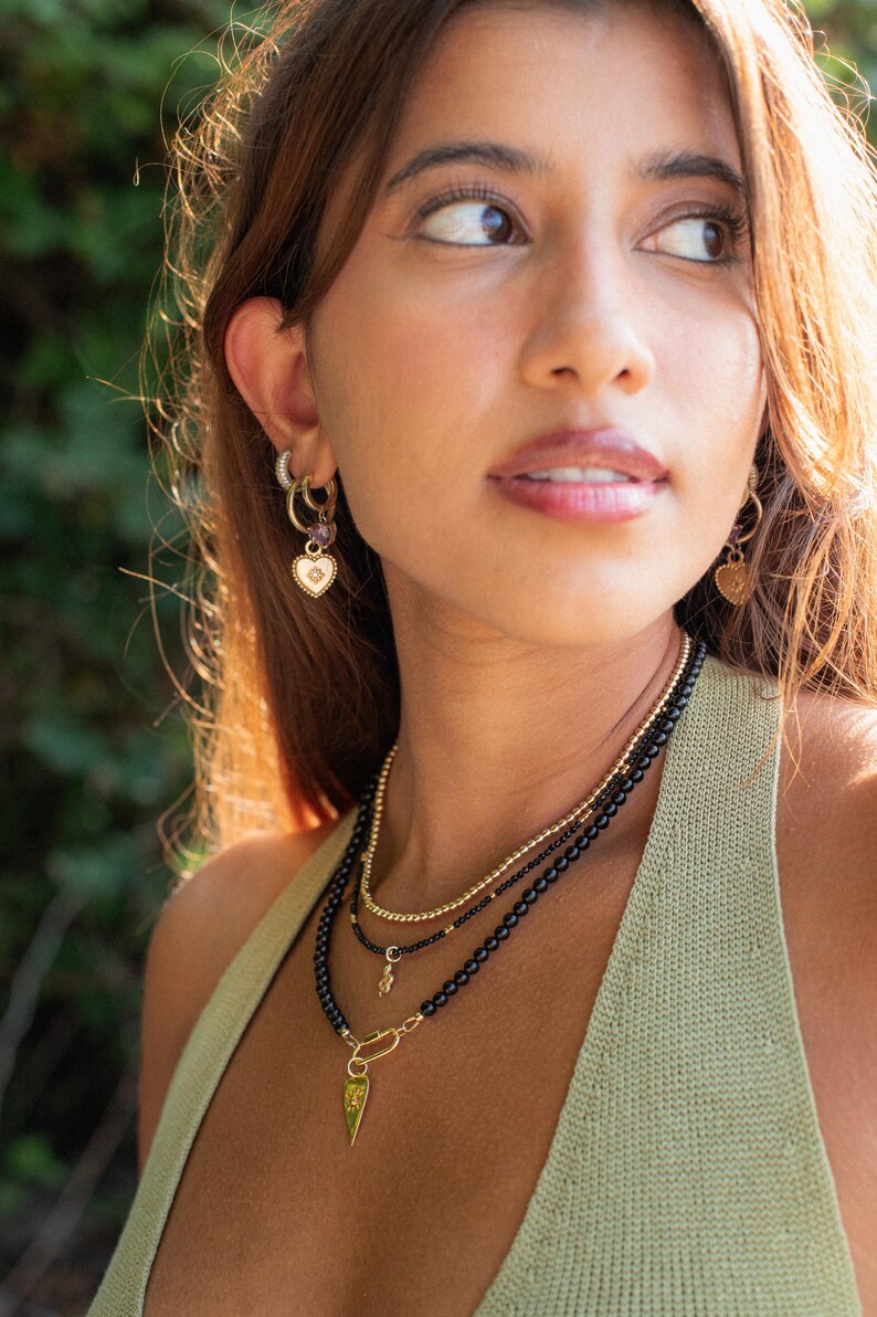 Black Tourmaline Carabiner Necklace | AAA Black Tourmaline Choker [ENTP1054] | Black Tourmaline gold jewelry | Healing Black Tourmaline *G image 5