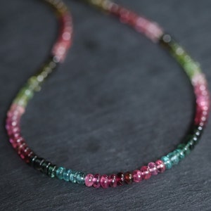 AAAA+ multi tourmaline necklace | Watermelon tourmaline necklace | Multi color tourmaline jewelry | Tourmaline #0573