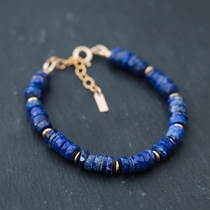 Bracelet en lapis-lazuli | délicat bracelet en perles de lapis-lazuli | bracelet en or lapis lazuli | bracelet en lapis-lazuli véritable | lapis #0193