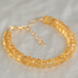 Unheated untreated AAAA genuine citrine beaded citrine bracelet natural citrine bracelet 14K gold filled citrine dainty citrine image 2