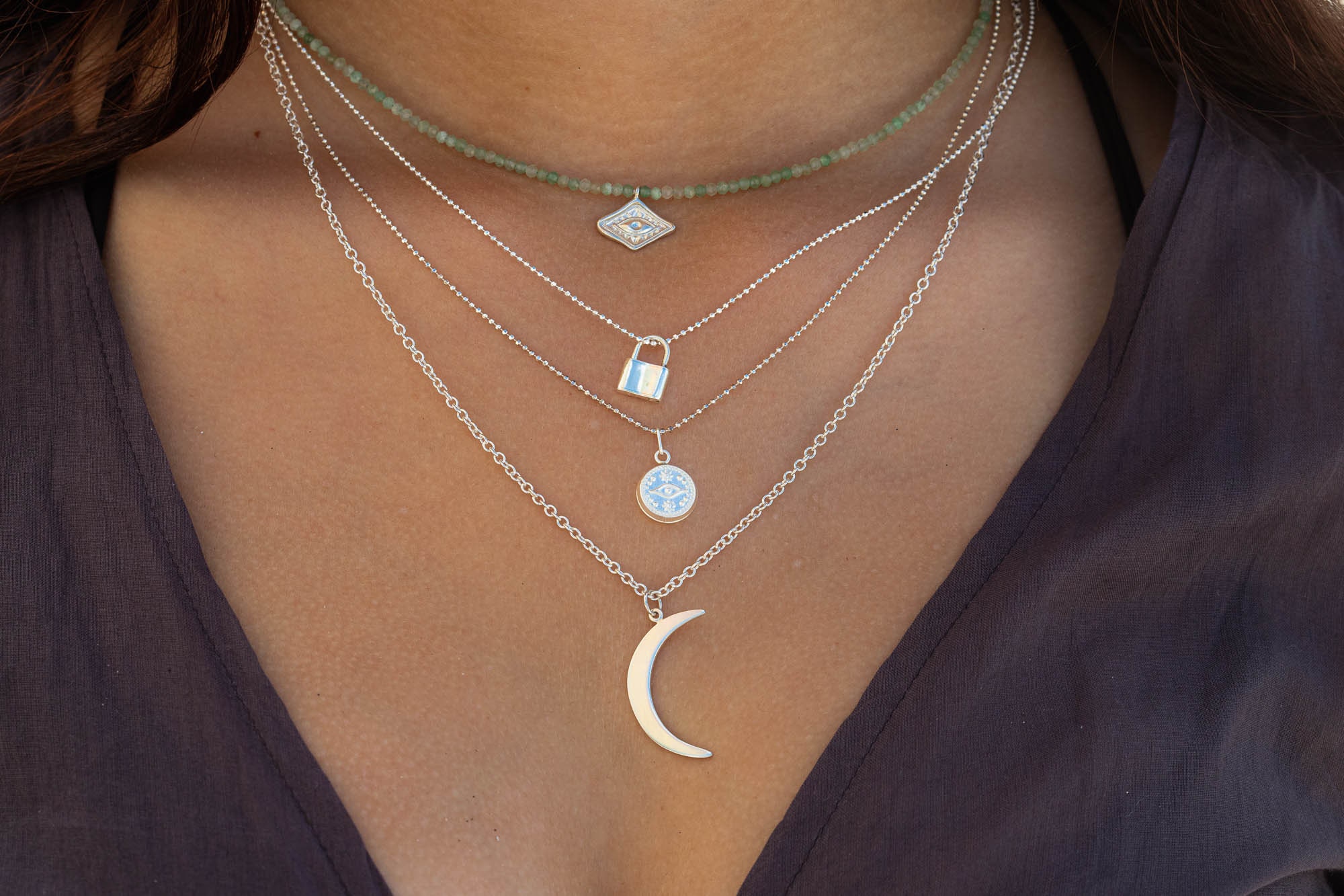 Padlock With Chain Padlock Pendant Necklace Silver Necklace Etsy