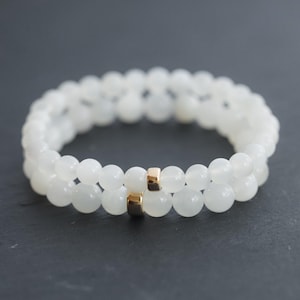 14K GOLD Moonstone Bracelet, 6mm or 8mm Natural Moonstone, [EBMM1928] Healing Stones For Emotional Balance, Feminine Energy, Goddess Stone