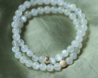 6mm Moonstone Bracelet, Stacking Bracelet, [EBMM1111] Healing Stones For Emotional Balance, Feminine Energy, Goddess Stone, Fertility