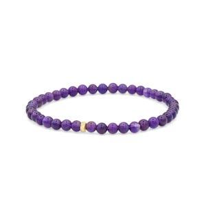 14K GOLD Amethyst Armband | 4 mm Amethyst Armband | [EBAM1508] Lila Amethyst Perlen Armband | heilendes Armband | Februar *BSS *G