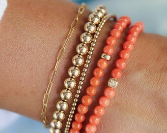 Genuine Italian Coral 4mm | Authentic Mediterranean Sea Red Coral 4mm | Red coral 4mm | Beaded 4mm red coral bracelet | Natural Coral