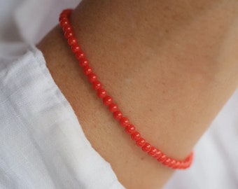 Authentic Italian Coral 3mm | Mediterranean Sea Red Coral 3mm | Genuine red coral 3mm | Beaded red coral bracelet | Natural Coral