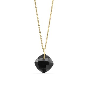 Black Tourmaline Faceted Pendant Necklace, Protection Crystal Charm, Gold Filled Chain Option, Grounding Stone Jewelry, Handmade in Canada image 3