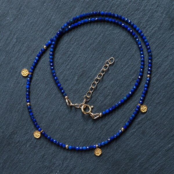 gold lapis necklace | Dainty Lapis lazuli necklace gold charms | AAA lapis lazuli necklace | lapis lazuli necklace | beaded lapis choker