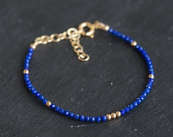 Lapis Lazuli Bracelet | dainty tiny lapis lazuli beaded bracelet | lapis lazuli gold bracelet | genuine lapis lazuli bracelet | lapis #0193