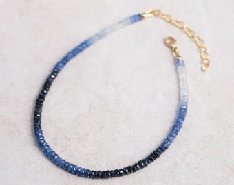 Blaues Saphir-Fußkettchen, Saphir-Perlen-Fußkettchen für Frauen [DIP_S], blaues Saphir-Perlen-Fußkettchen | Edelstein Fußkettchen | Fußkettchen gr