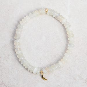 White Creamy moonstone bracelet |  Tiny Gemstone Bracelet | [EBMM1455] Moonstone gold bracelet | crescent moon | genuine moonstone | June