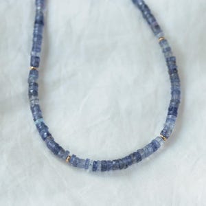 Ombre Iolite Necklace | Iolite Beaded Necklace | Iolite necklace for women [ENIP1499] | Gemstone Necklace for Women | Beaded iolite image 4