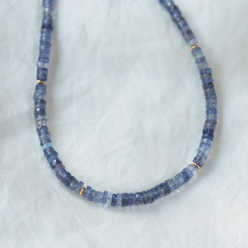 Ombre Iolite Necklace | Iolite Beaded Necklace | Iolite necklace for women [ENIP1499] | Gemstone Necklace for Women | Beaded iolite image 4