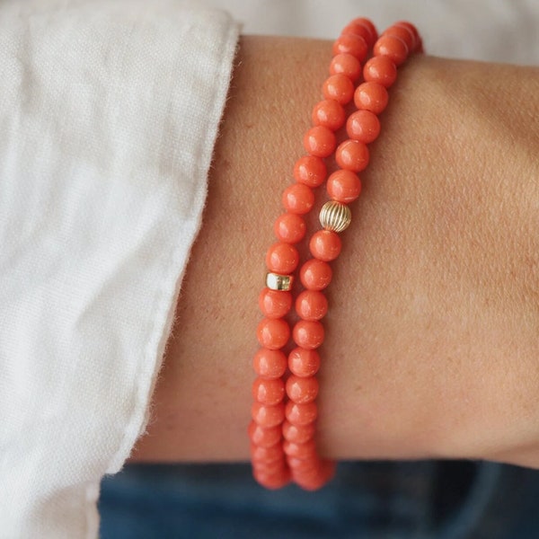 Authentic Italian Coral 4mm | Mediterranean Sea Red Coral 4mm | Genuine red coral 4mm | Beaded red coral bracelet | Natural Coral