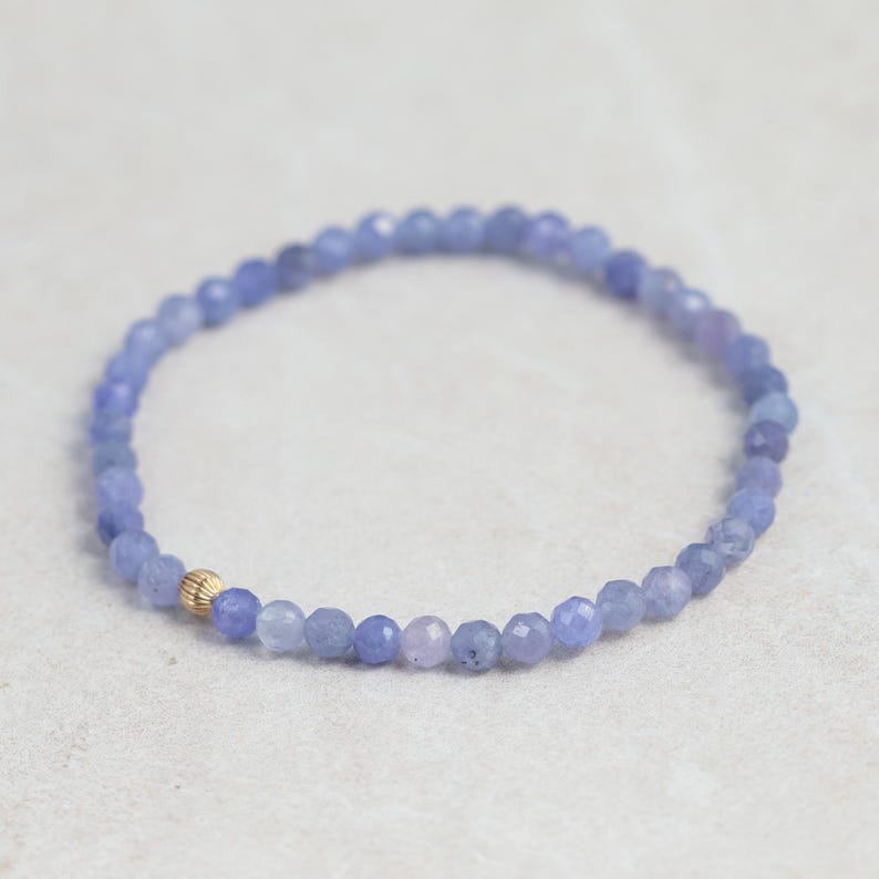 4 mm AAA-tanzanietarmband, violette vlamenergie, AAA-tanzaniet, derde oogchakra, paranormale kracht, violette edelsteenarmband afbeelding 1