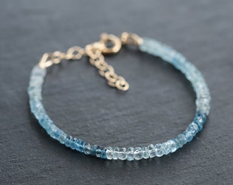 Santa Maria Aquamarine Bracelet | AAAA+ Aquamarine | Beaded Aquamarine Bracelet | Aquamarine Jewelry | Blue aquamarine | Aquamarine #0536