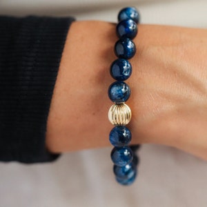 10mm AAAA+ Blue Kyanite Bracelet, Kyanite Jewelry 10mm | EBKM1098] Genuine Kyanite, genuine highest quality kyanite 10mm, kyanite gold