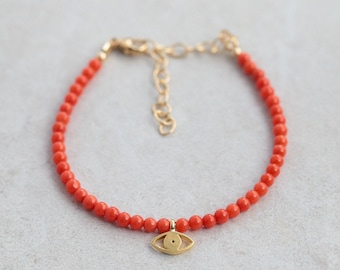 Genuine Italian, Authentic Italian Coral 3mm | Mediterranean Sea Red Coral 3mm [EBCP1047] Genuine red coral 3mm | red coral bracelet