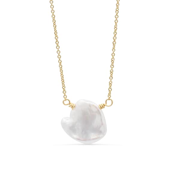 Freshwater pearl necklace | freshwater pearl necklace [ENPM1428], gold pearl necklace, Organic Pearl Jewelry | everyday pearl