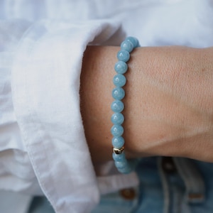 Aquamarine bracelet 6mm | [EBAM1889] March birthstone | AAA Aquamarine bracelet | beaded aquamarine bracelet | aquamarine *BSS