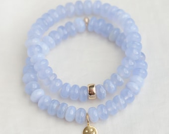 Blue Lace Agate bracelet 8mm - healing crystal bracelet [EBBM1698]  elastic bracelet - chakra stones - Blue Lace Agate jewelry *BS