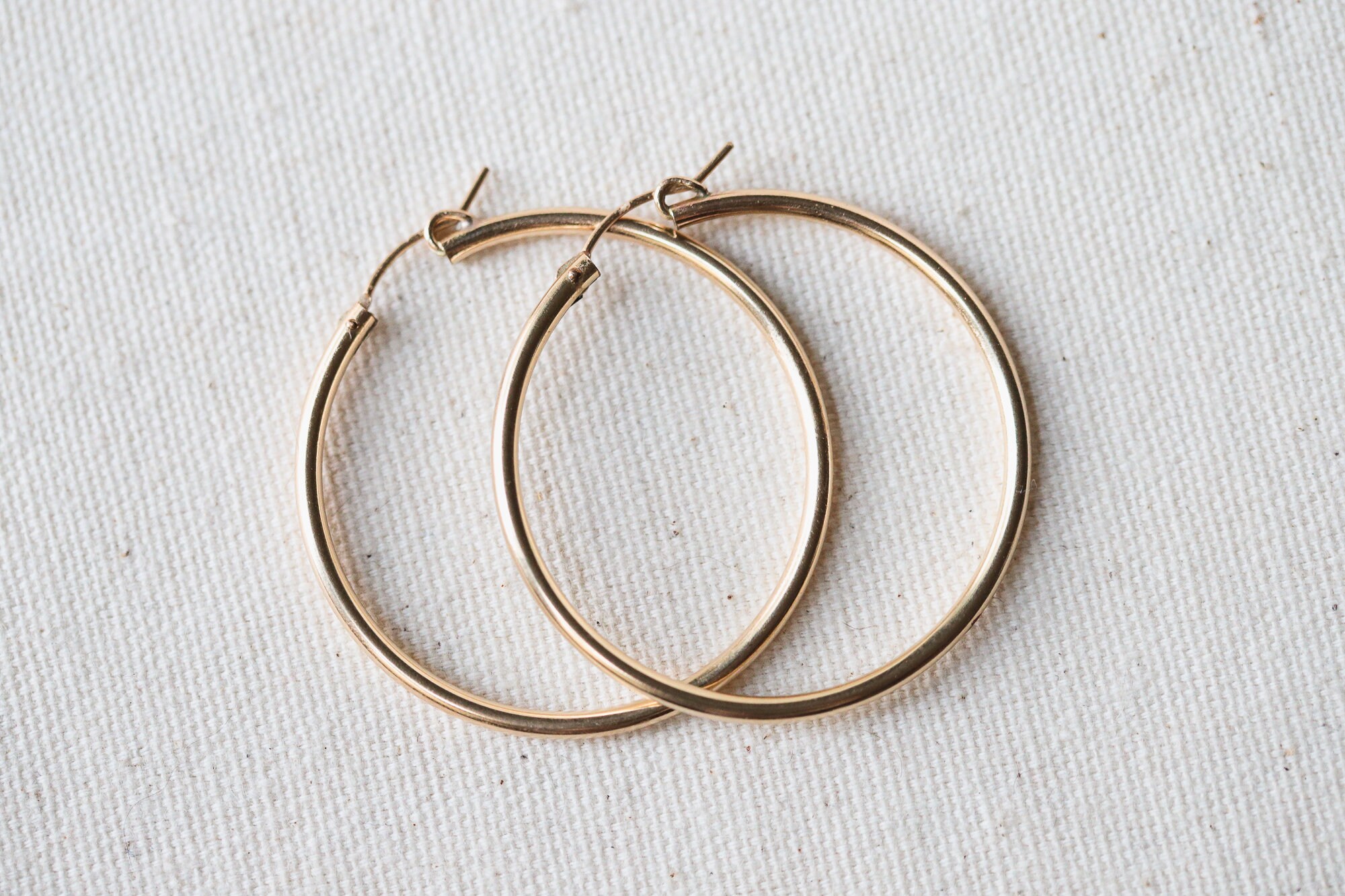 Pair 35mm Thick 14K Gold Filled Hoops Large Gold Hoops Etsy