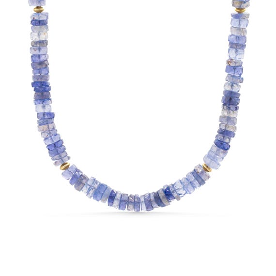 Ombre Iolite Necklace | Iolite Beaded Necklace | Iolite necklace for women [ENIP1499] | Gemstone Necklace for Women | Beaded iolite