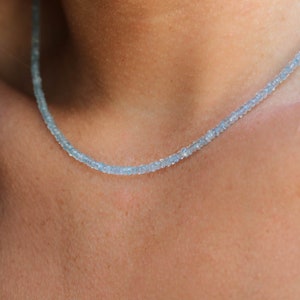 AAAA+ Aquamarine Choker Necklace | March Birthstone | Women Aquamarine Necklace | Baby blue aquamarine | Natural Aquamarine