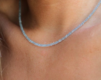 AAAA+ Aquamarine Choker Necklace | March Birthstone | Women Aquamarine Necklace | Baby blue aquamarine | Natural Aquamarine