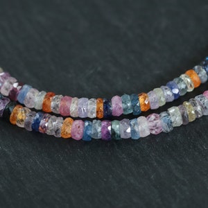 NATURAL multi Sapphire Necklace AAAA sapphire necklace Multi color pink sapphire beaded necklace faceted sapphire women's sapphire image 6