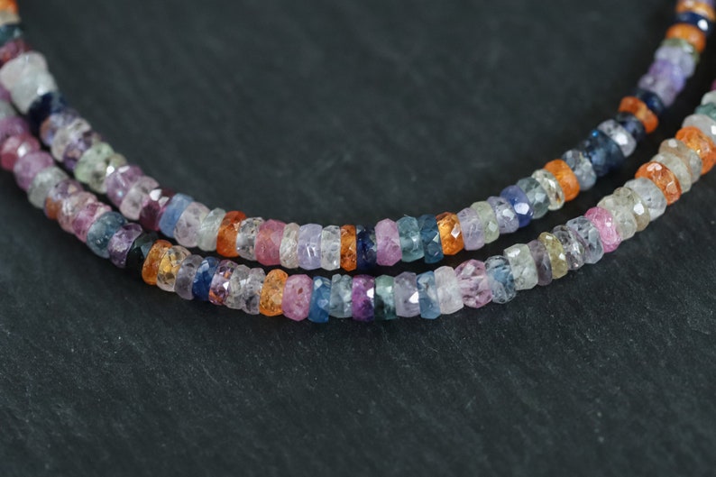 NATURAL multi Sapphire Necklace AAAA sapphire necklace Multi color pink sapphire beaded necklace faceted sapphire women's sapphire image 6