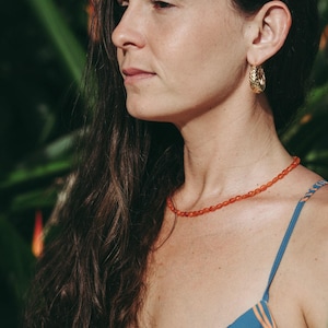 Carnelian beaded oval necklace | carnelian [ENCP1158] | AAAA+ carnelian jewelry | women's carnelian necklace image 1