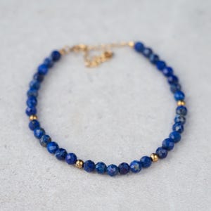 Bracelet en lapis-lazuli | délicat bracelet en perles de lapis-lazuli | bracelet en or lapis lazuli | bracelet en lapis-lazuli véritable | lapis #0193