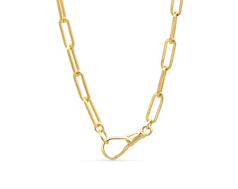 14K vergulde paperclipketting, vergulde ketting [ENGM2148] draaibare sluiting vergulde ketting, sluiting aan de voorkant, gouden alledaagse ketting