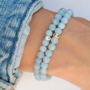 AAAA+ Stunning Aquamarine bracelet 6mm | March birthstone | AAA Aquamarine bracelet | beaded aquamarine bracelet | aquamarine #EBAM1100