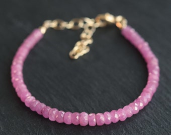 Pink Sapphire bracelet | dainty sapphire jewelry | Micro faceted pink sapphire | genuine pink sapphire | dainty AAA pink sapphire #0160