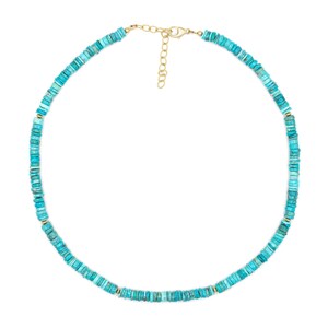 Genuine turquoise beaded necklace | Turquoise beaded necklace [ENTP1619] | rondel turquoise necklace | turquoise | December birthstone