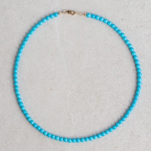 14K GOLD Sleeping Beauty Turquoise 3.8-4mm, RARE no veins, [ENTP1041] Arizona Beaded Turquoise Necklace, Sleeping Beauty Turquoise Necklace