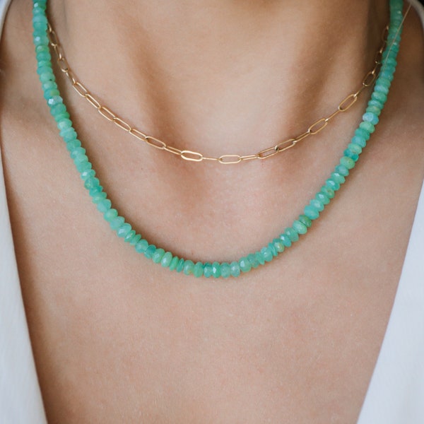 Collier d'opale péruvienne | Collier opale péruvienne | Collier d'opale bonbon | Collier opale bleu vert | collier d'opale verte