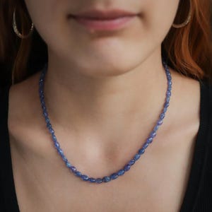 14K gold Tanzanite oval necklace | Tanzanite beaded jewelry [ENTM1953]| Tanzanite gemstone beaded necklace, Tanzanite 14K image 2