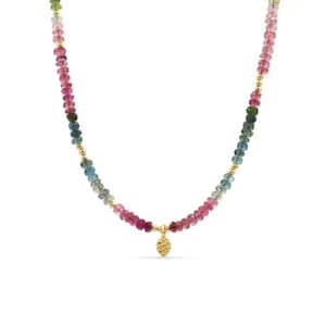 14K GOLD Mixed Tourmaline Beaded Necklace | Watermelon tourmaline necklace [ENTP1507] | Multi color tourmaline | AAA Tourmaline necklace